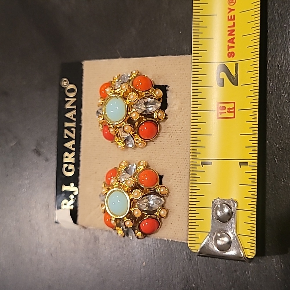 R.J. Graziano Gold and Orange Statement Earrings - Picture 6 of 6